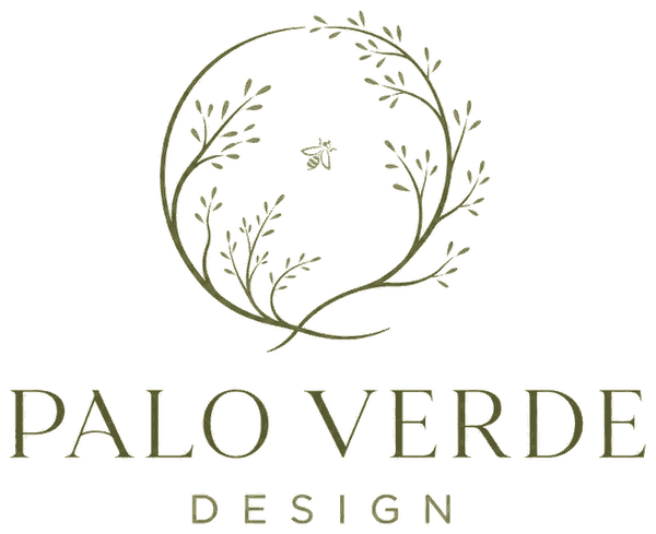 Palo Verde Design — a circular wreath of native branches with a bee at its center